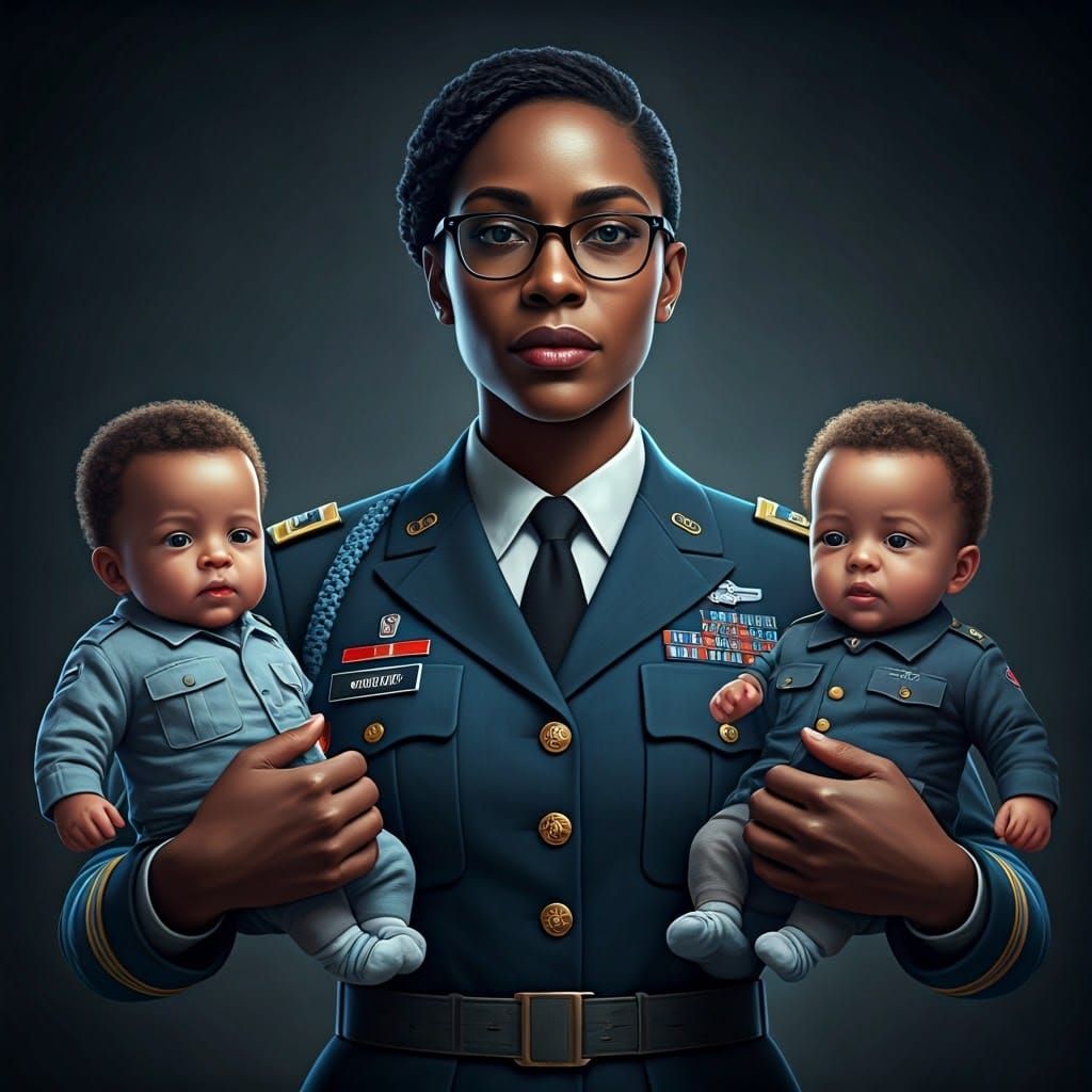 US Army Captain with Future Air Force and Marine Sons