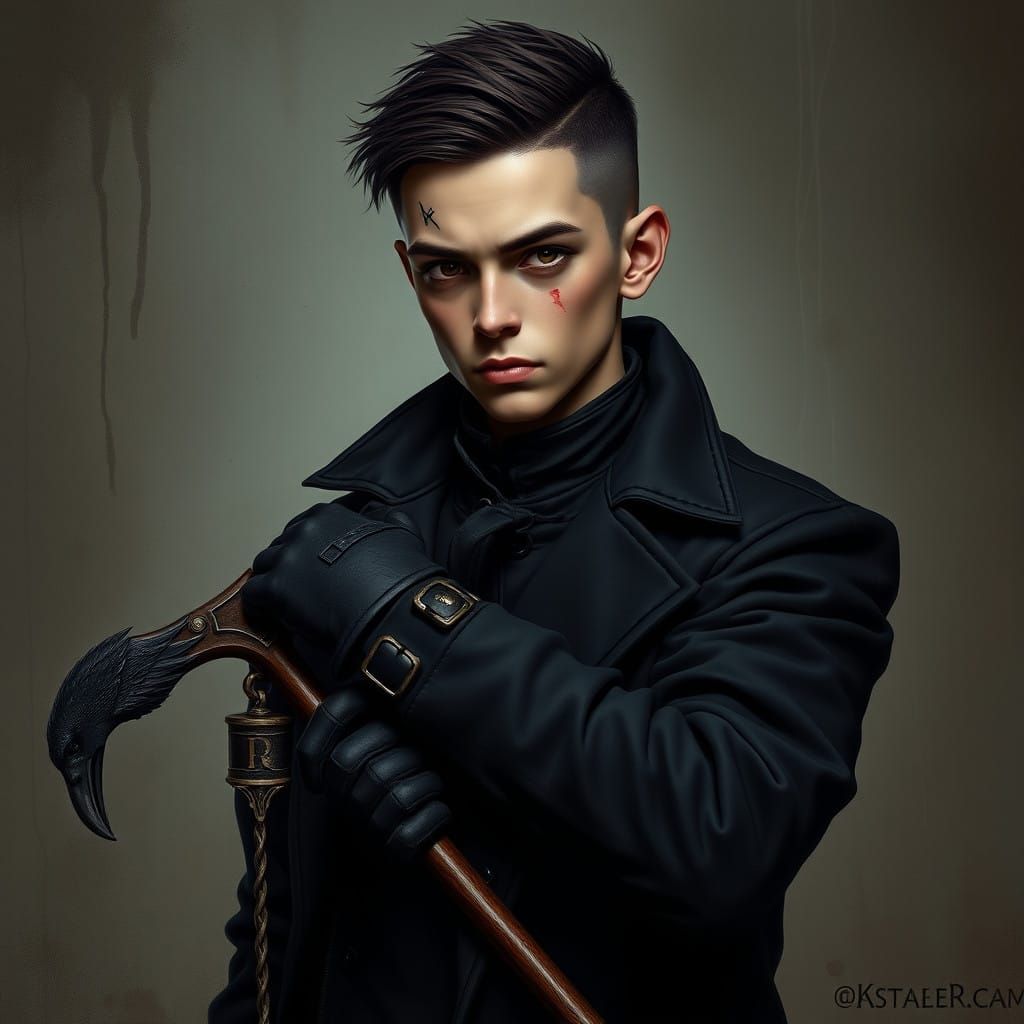 Gritty Young Man in Edgy, Moody Style