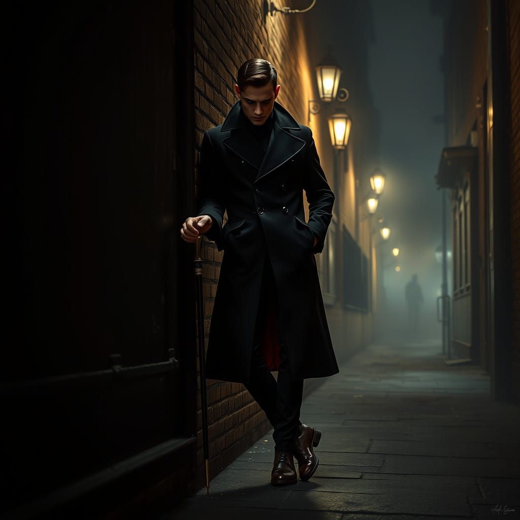 Gothic Revival Kaz Brekker Leans Against Alleyway Wall