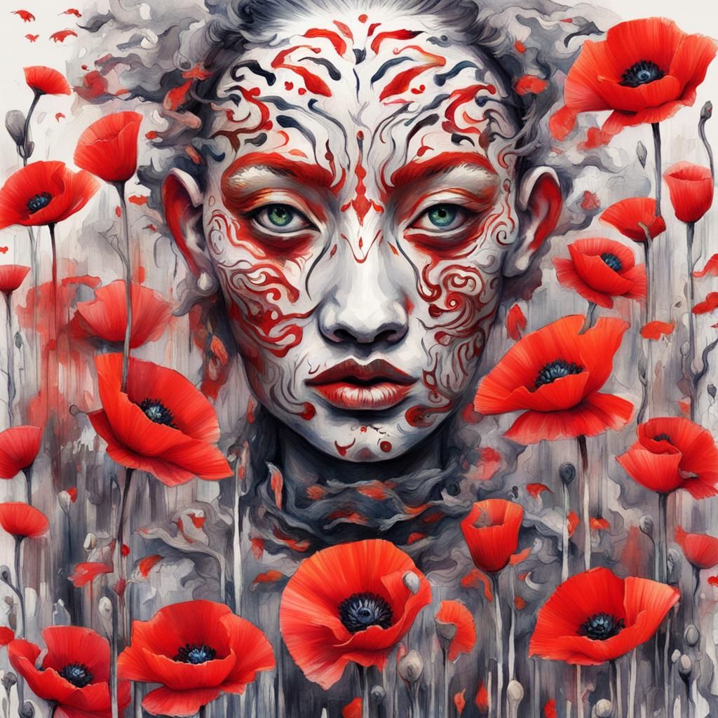 Vibrant Tribal Beauty in Disarray