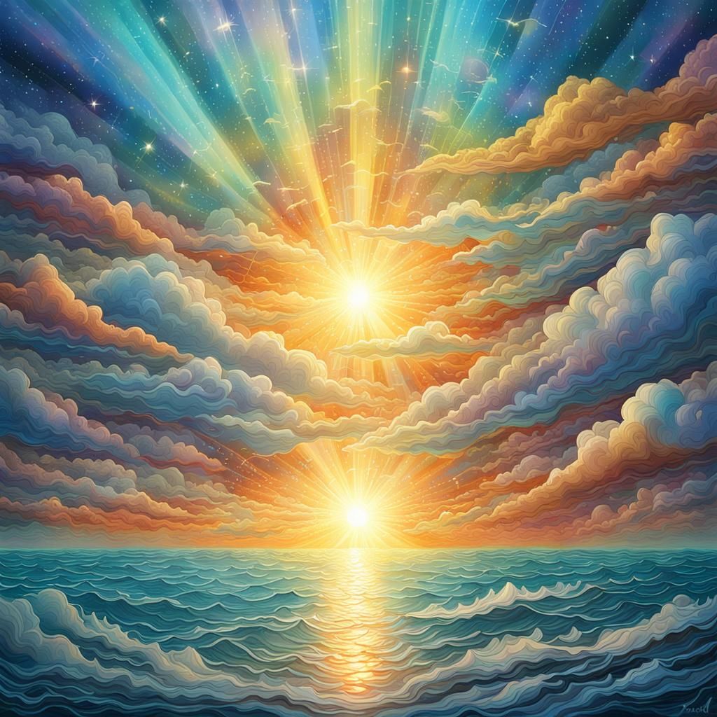 Sun Rays Through Clouds: Cosmic Illustration
