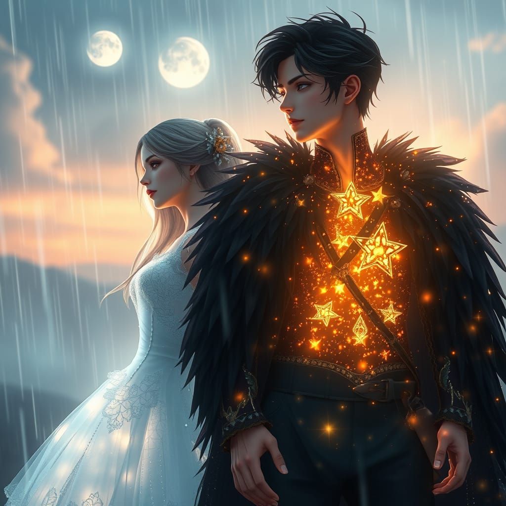 Celestial Couple in Dreamlike Realm: WLOP Style