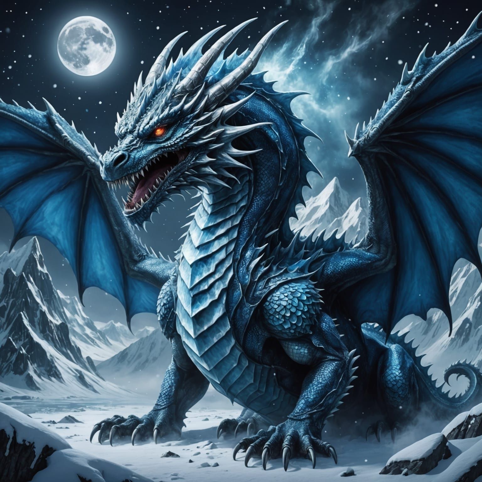 Blue Ice Dragon Frost Attack on Glacier