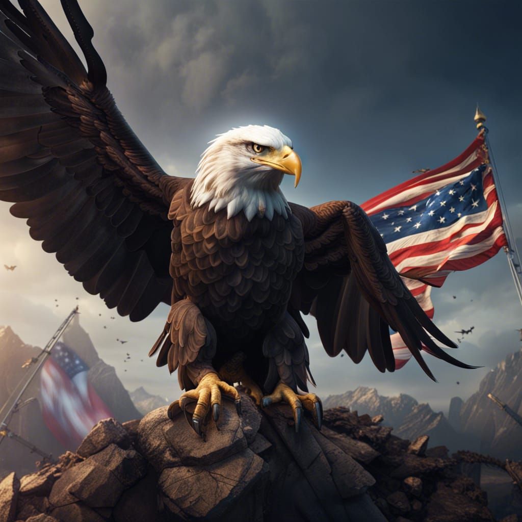 American Flag and Bald Eagle Concept Art