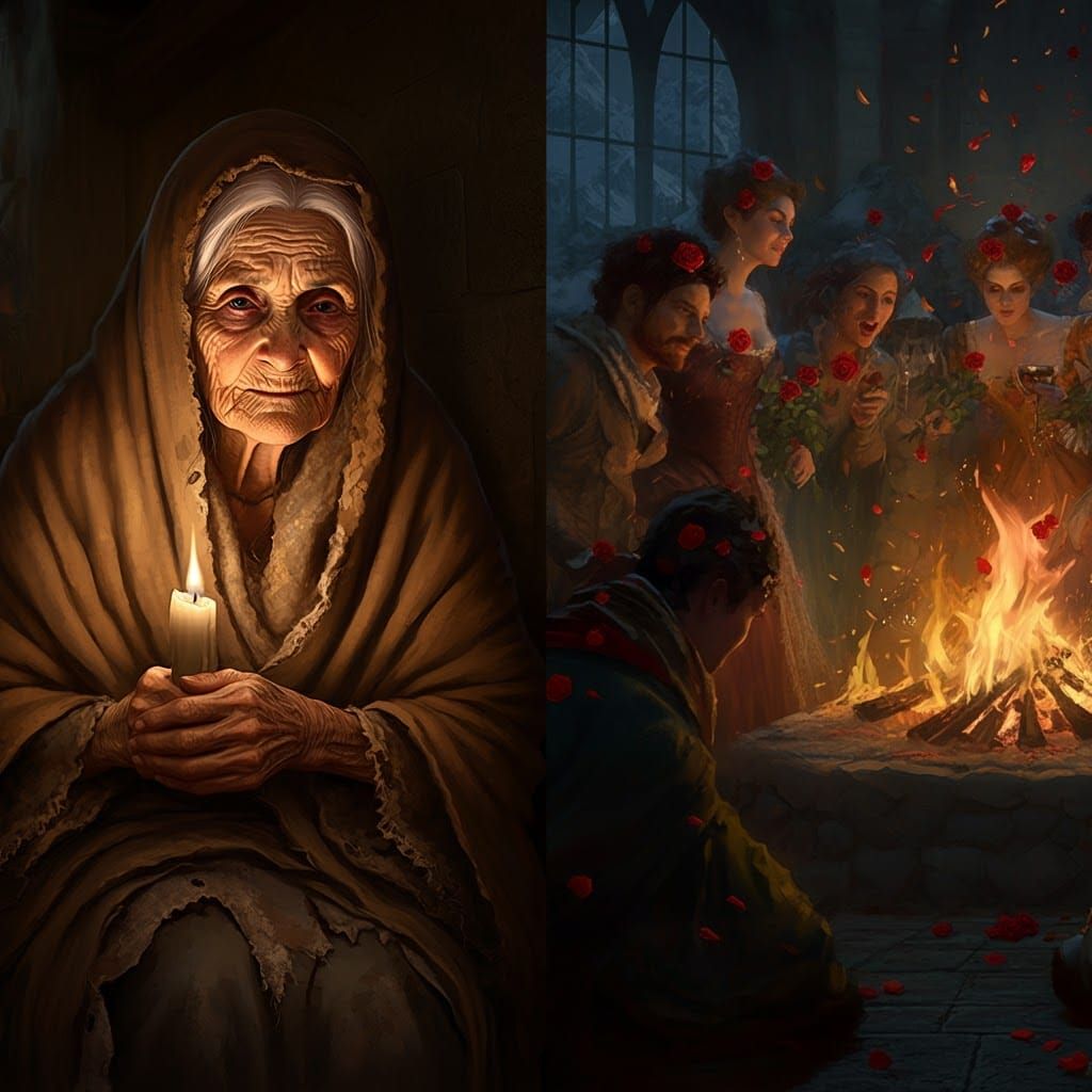 Contrasting Fortunes: Candlelight and Crimson Roses