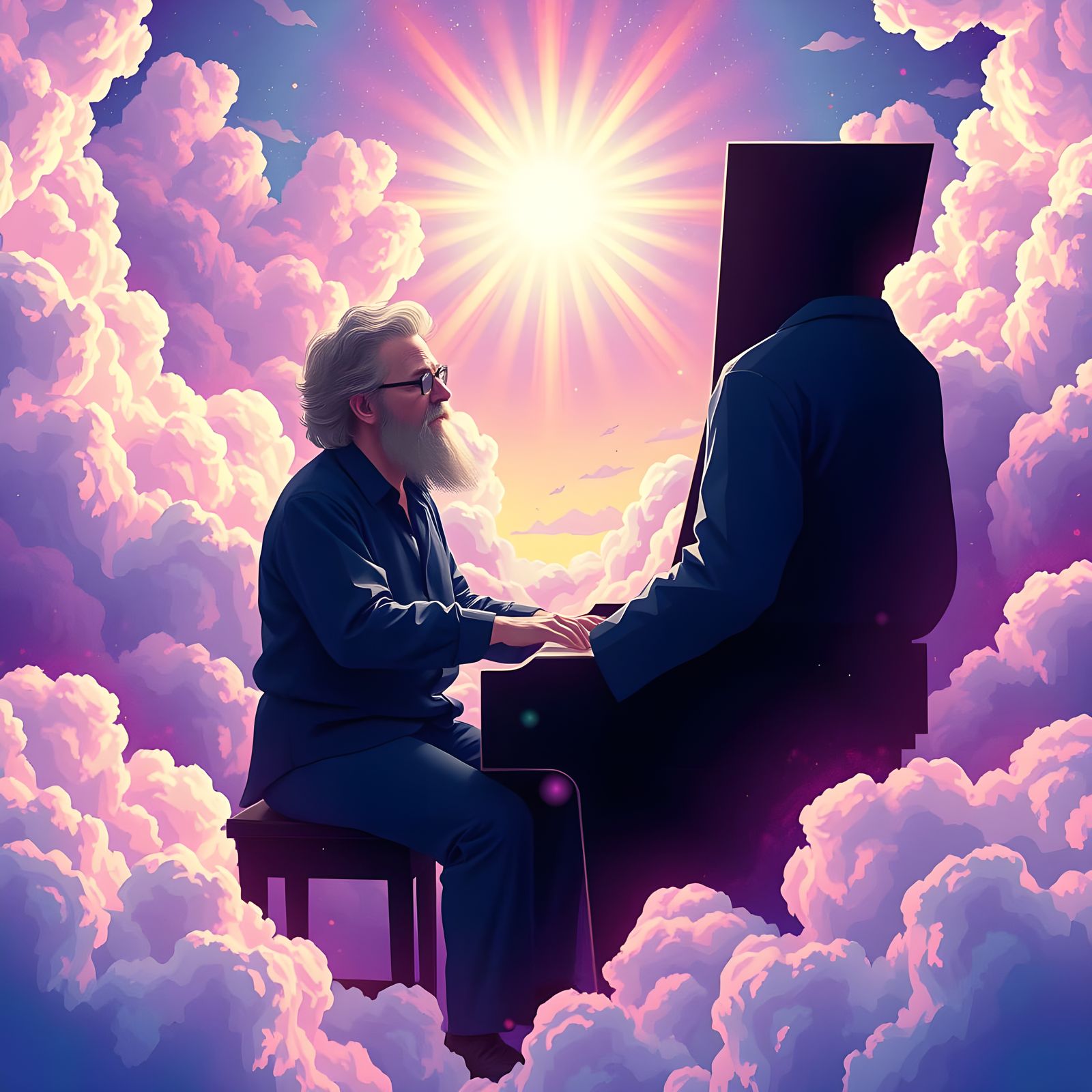 Brian Wilson Plays Piano in Heaven: Fractal Pixel Art