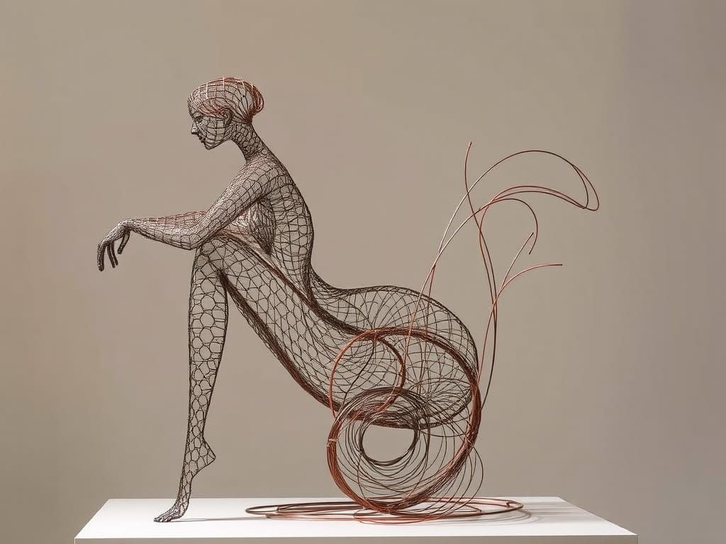 Abstract Wire Sculpture in Organic Style