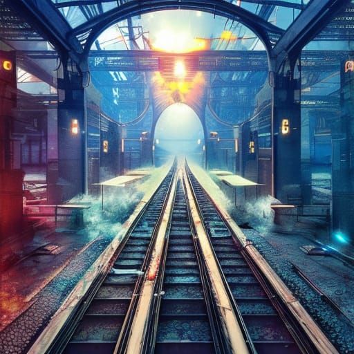 Surreal Cyberpunk Industrial Fusion in 8K