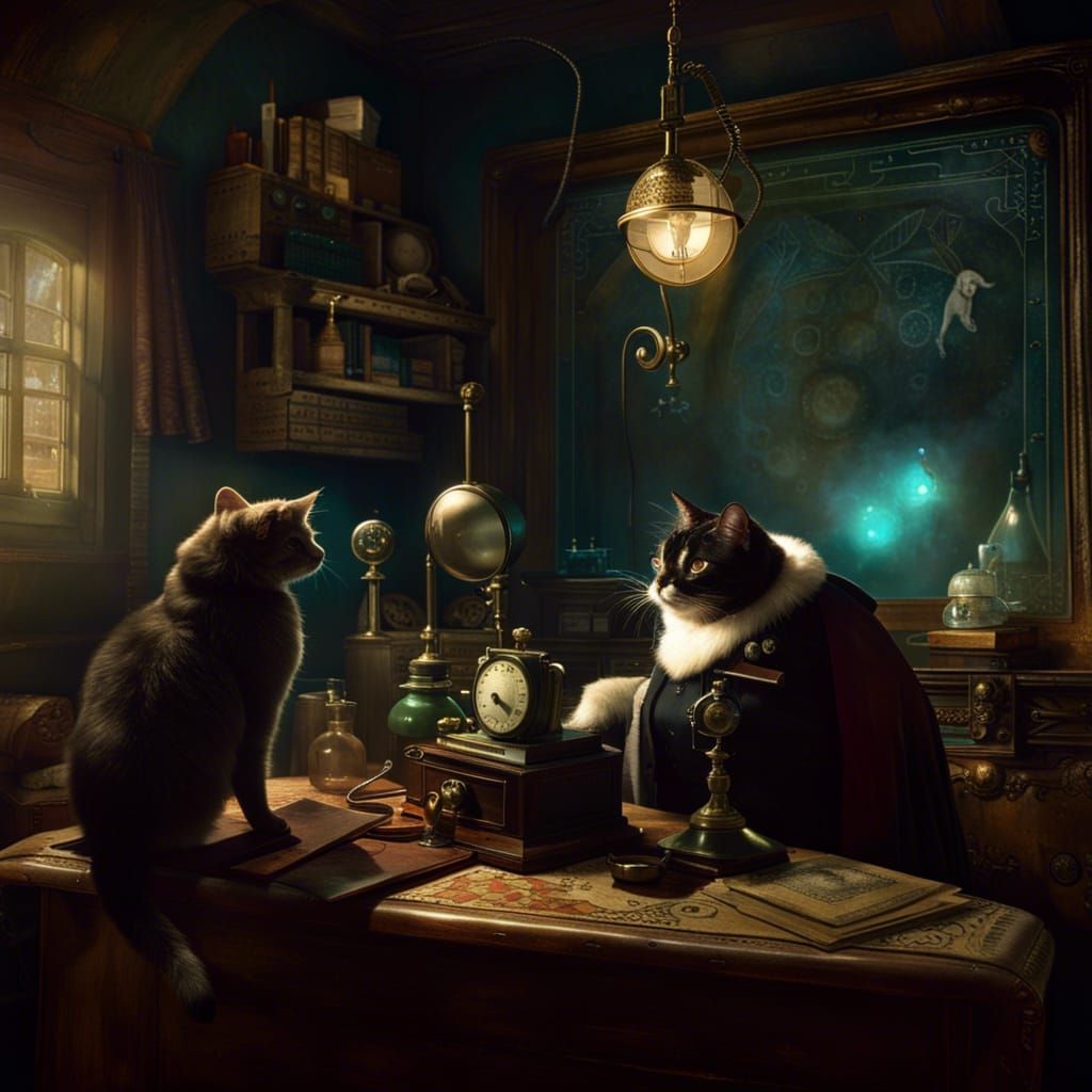 Gothic Alchemist's Astral Telephone: Detailed Matte Painting