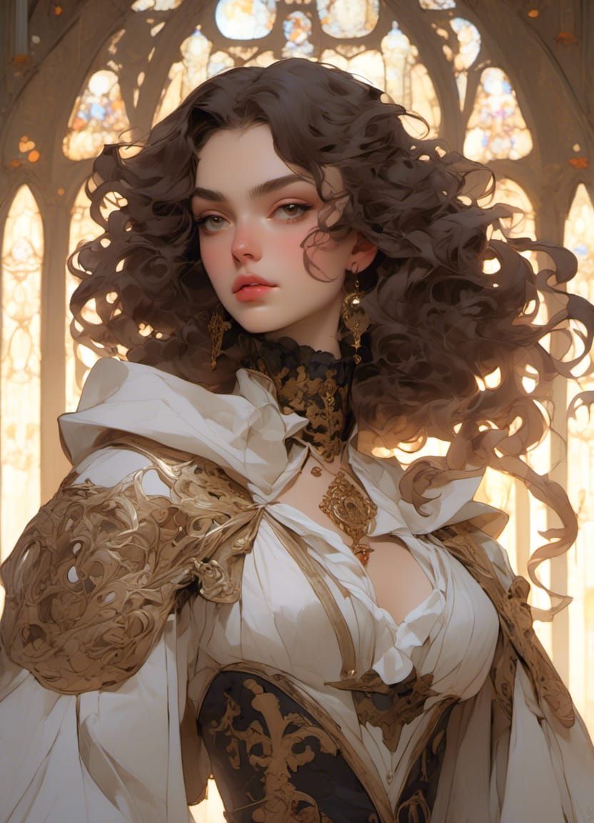 Anime Portrait of Woman in Gothic Robe
