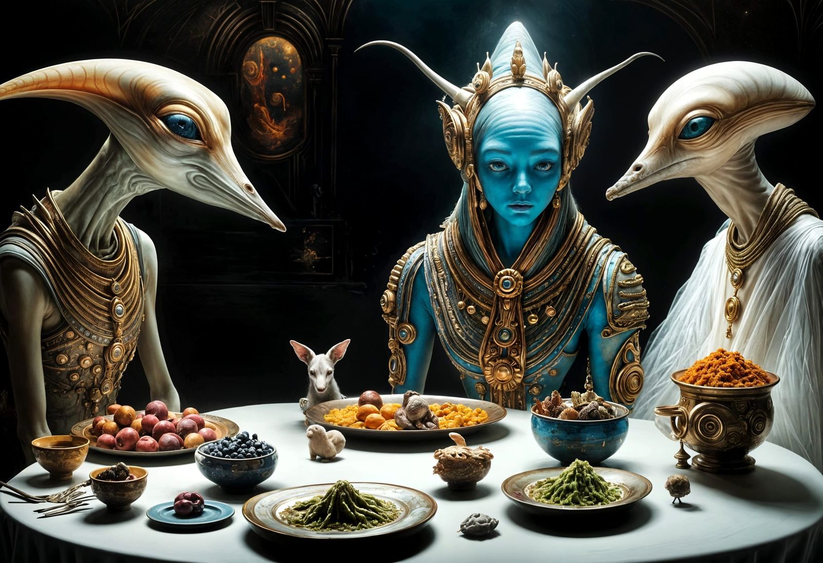 Abstract Alien Portraits in a Surrealist Style