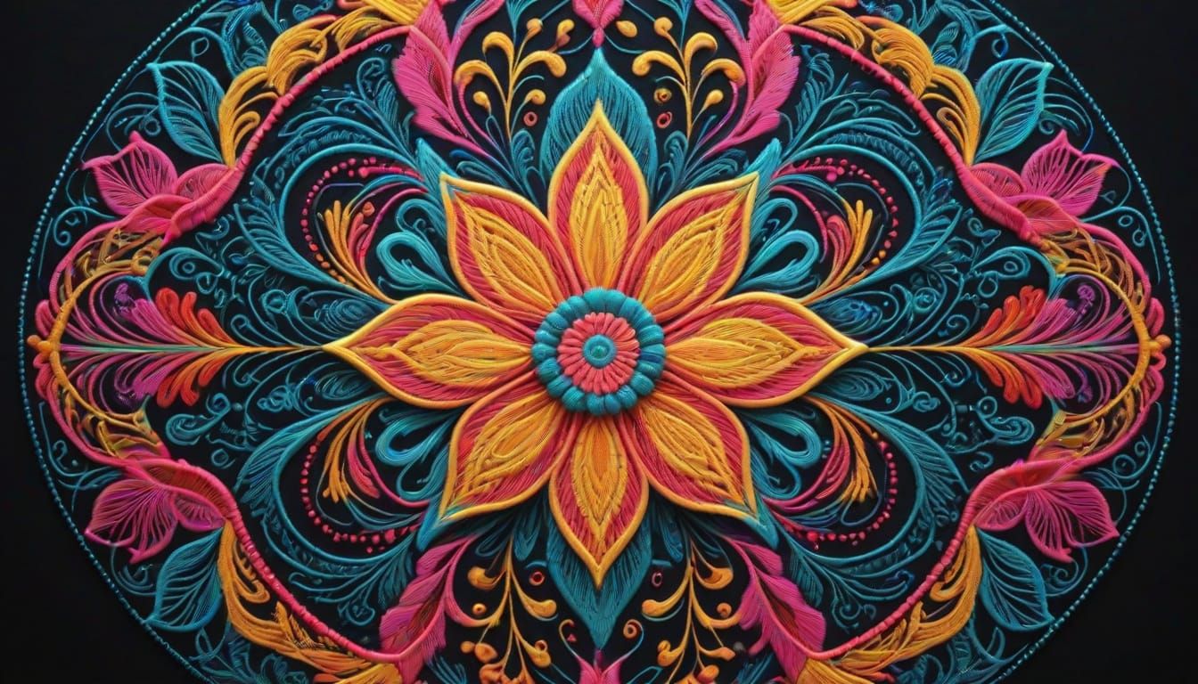 Optical Illusion in Luminous Embroidered Fantasy Pattern