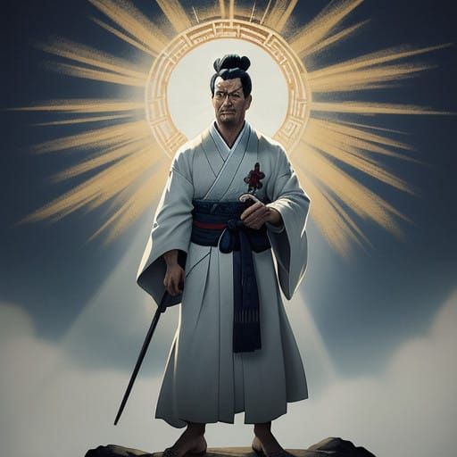 Ethereal Warrior Ascends the Misty Peak