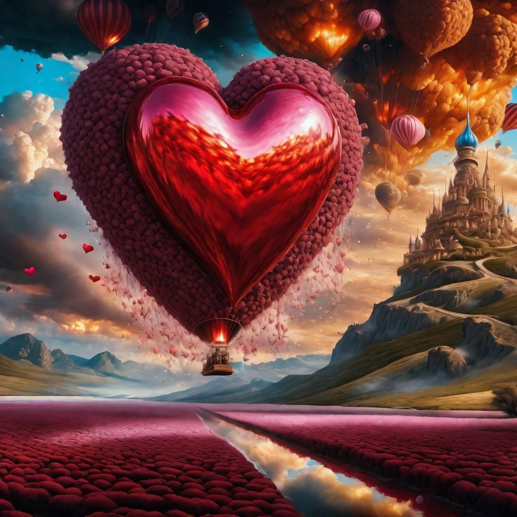 surrealistic painting, love is a battlefield