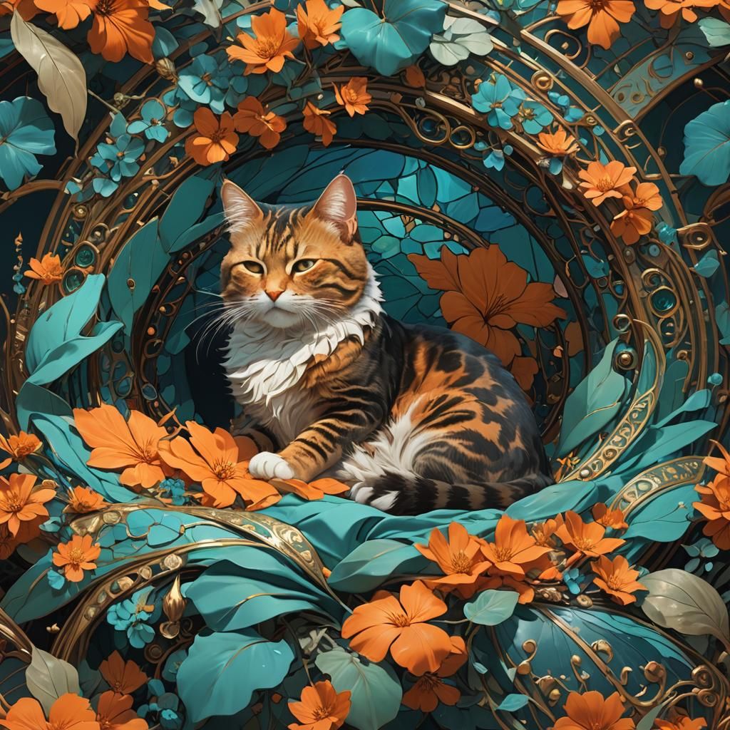 Hyperdetailed Sleeping Cat Concept Art