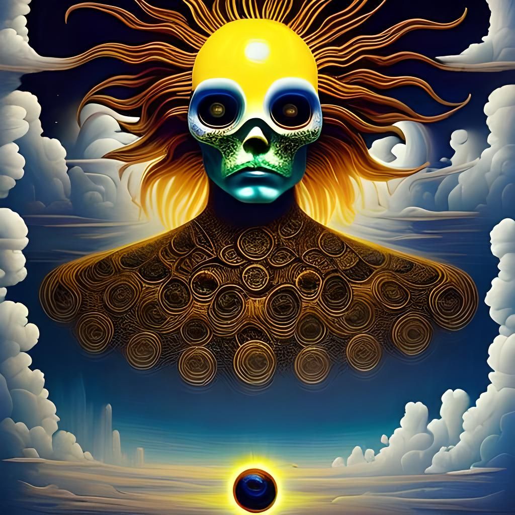 Surreal Woman with Scattered Brain in Digital Art Style