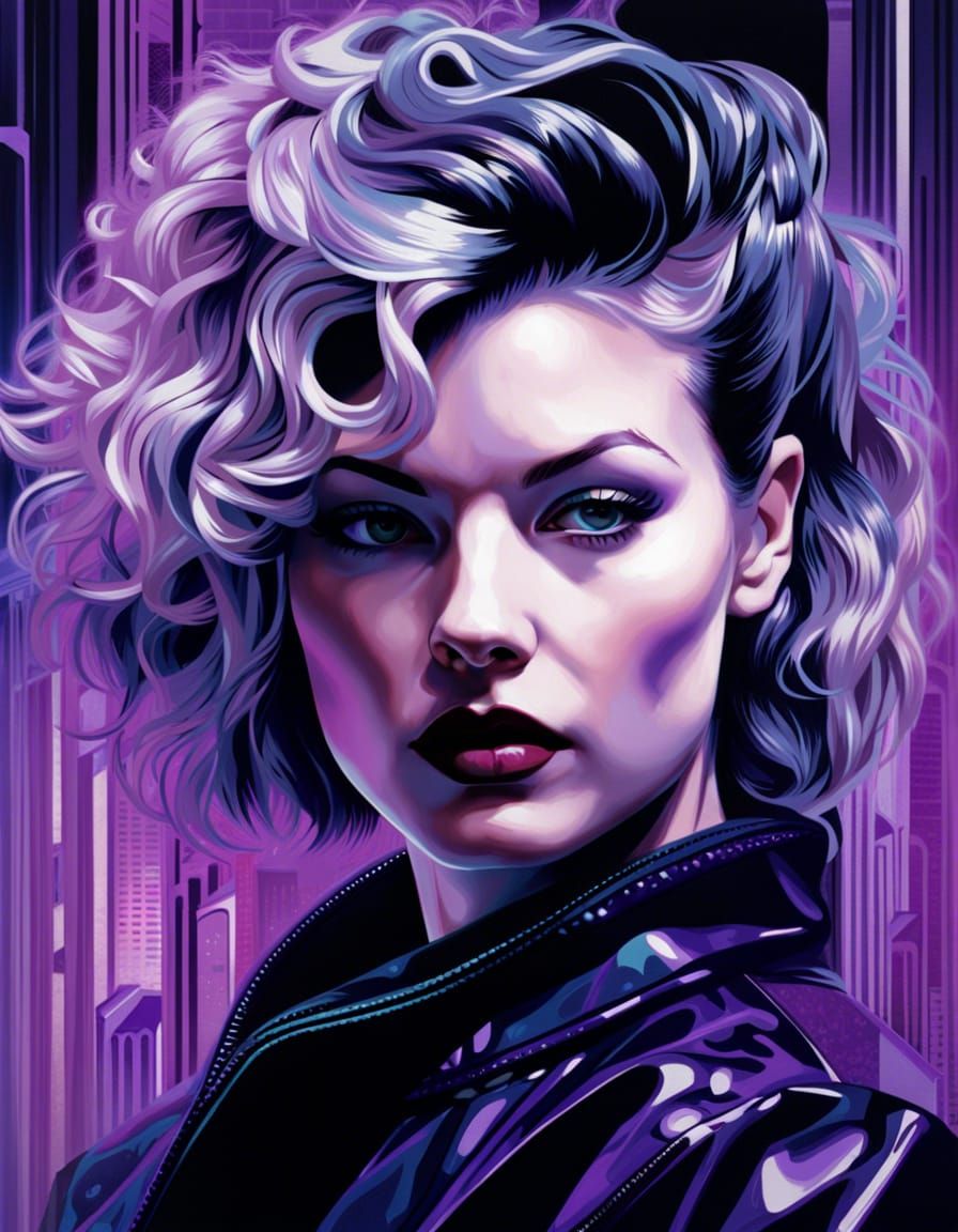 Androgynous Laura Palmer in Vaporwave Airbrush Art
