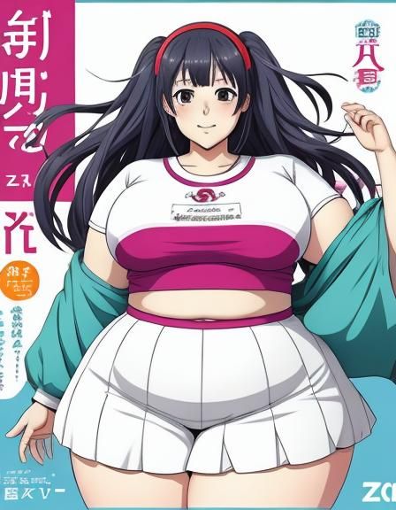 Overweight Anime Girl in Manga Comic Style