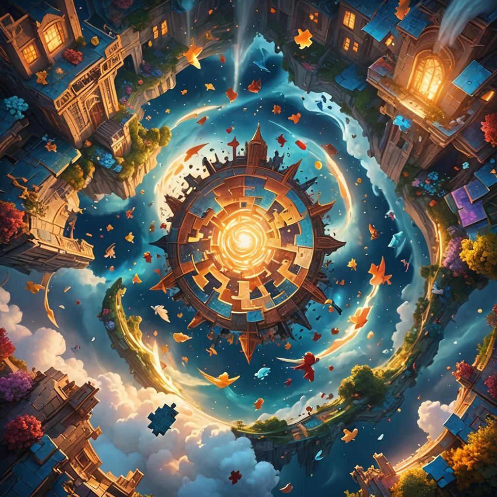 Dreamlike Jigsaw Puzzle of Life in Ethereal Glow