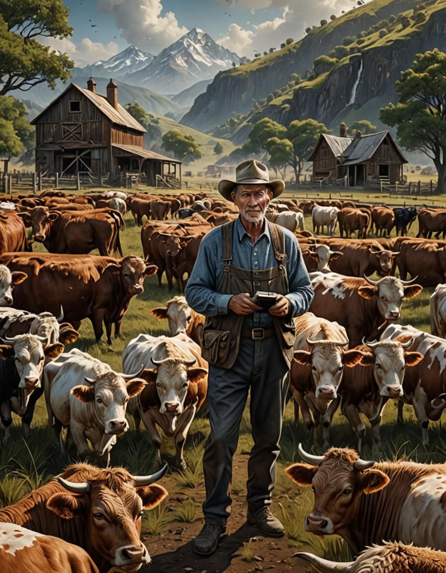 Old Farmer: Time Magazine Cover in Detailed Matte Painting