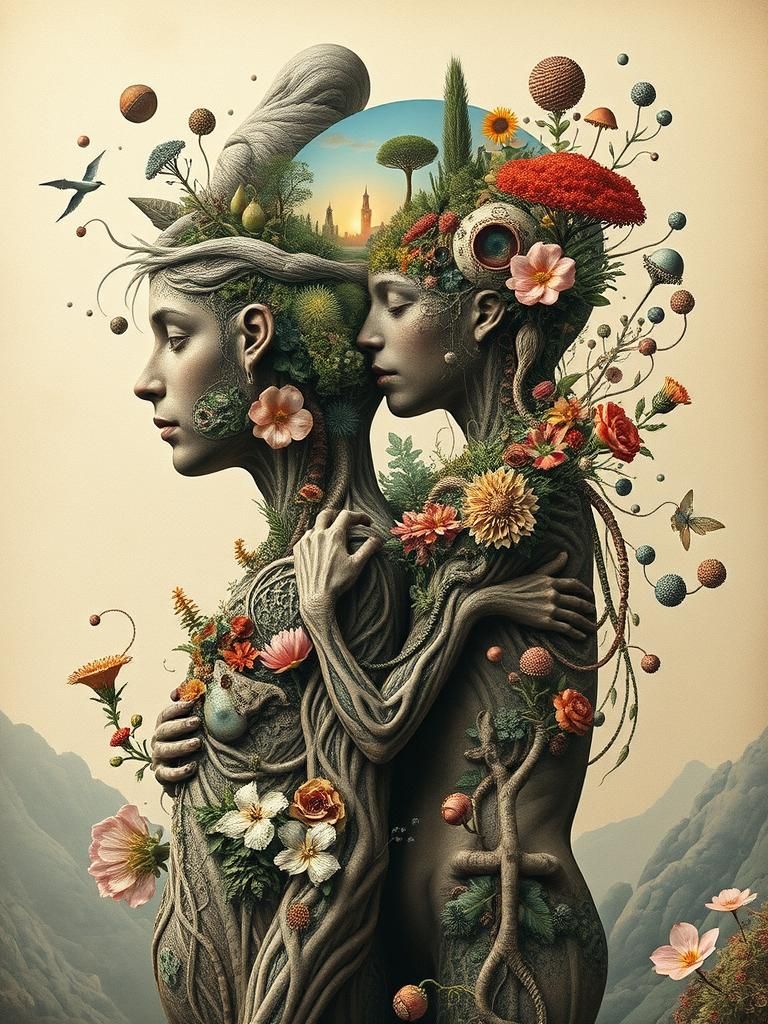 Surreal Intertwined Figures Reveal Fantasy Mindscape