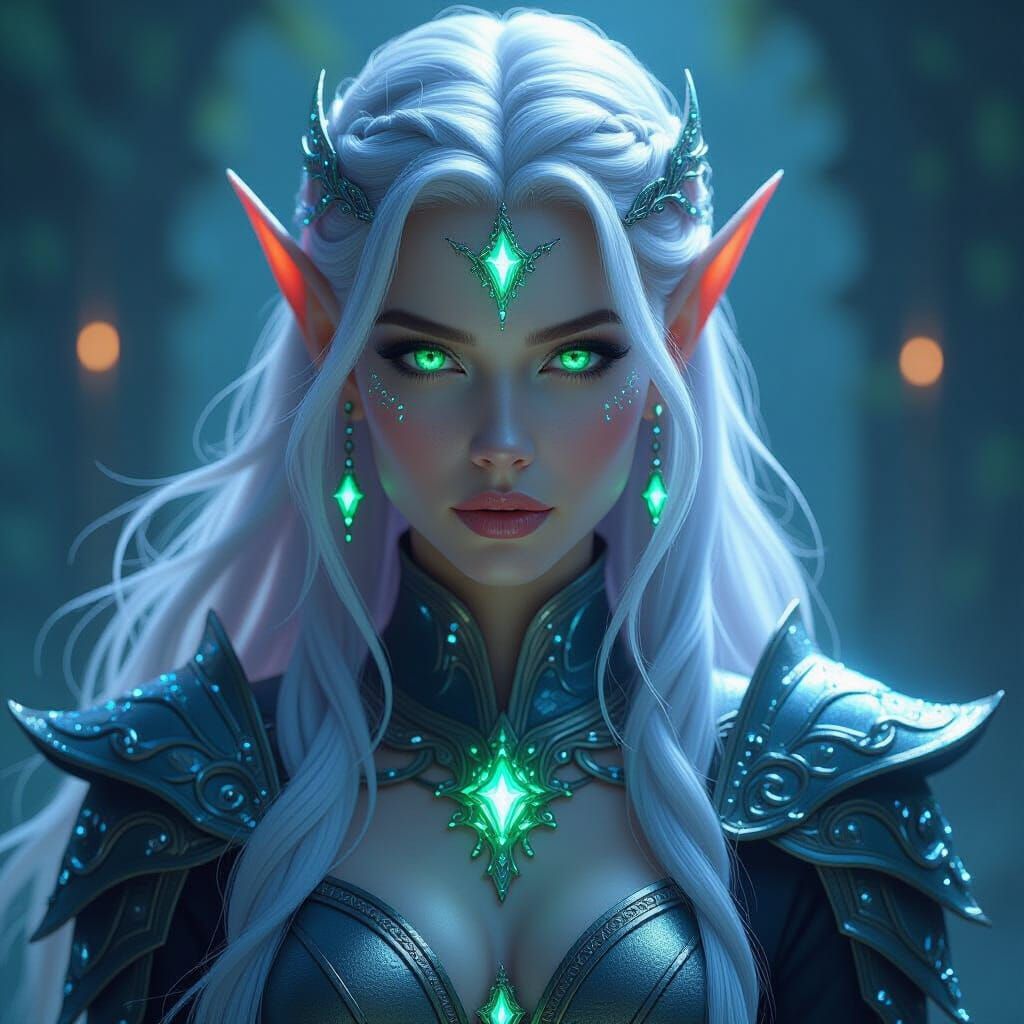 Elven Warrior Princess in Dramatic Digital Painting Style