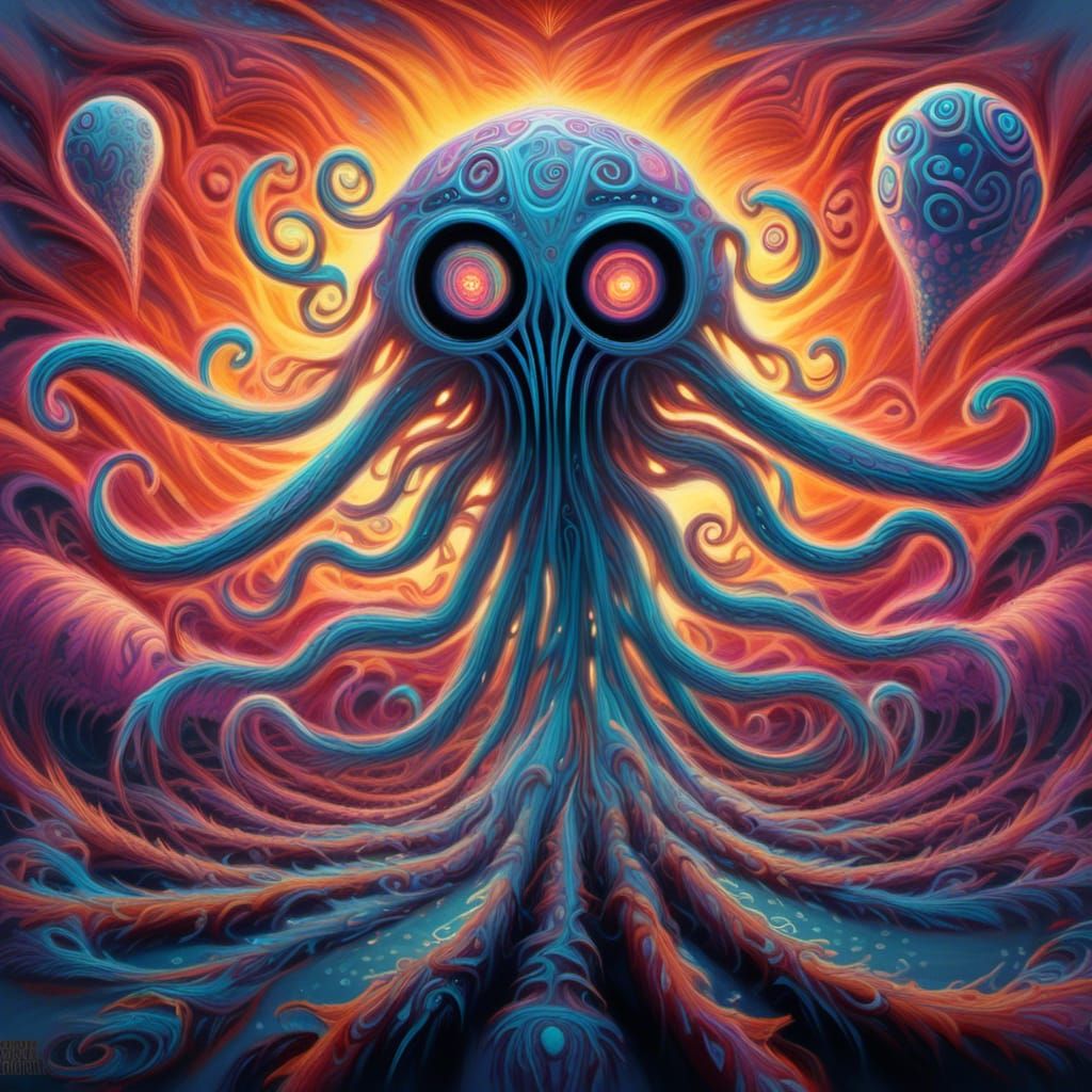 Surreal Landscape with Elastic Flora and Alien Pods