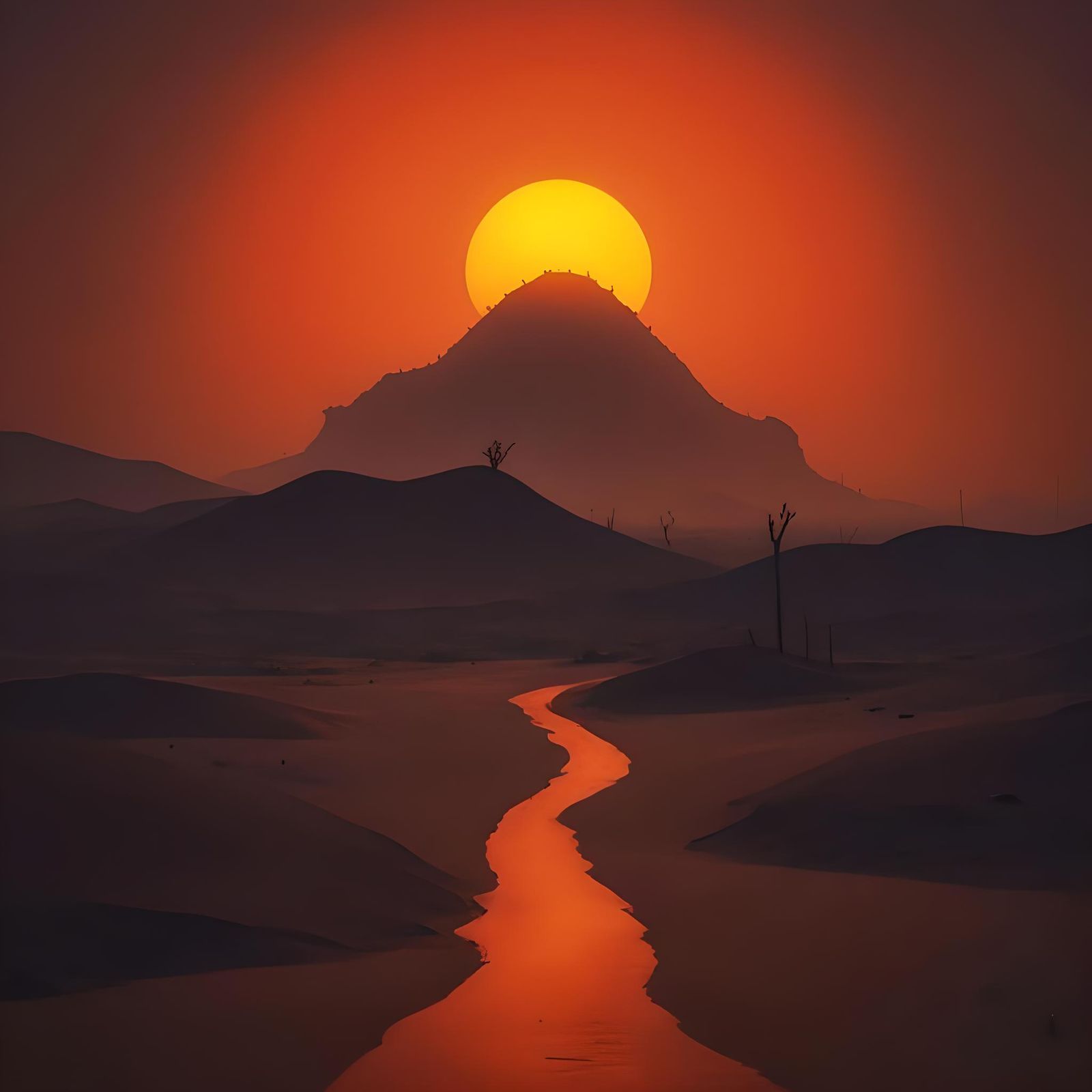 Toxic Desert Landscape Dominated by Pollution