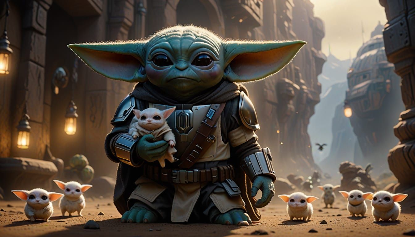 Grogu's Forceful Sanctuary: Intimate Moment of Interconnecte...