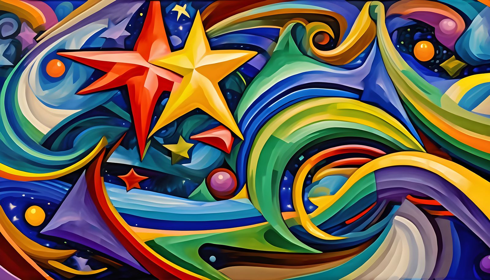 Cosmic Hurricane of Stars in Impasto Oil