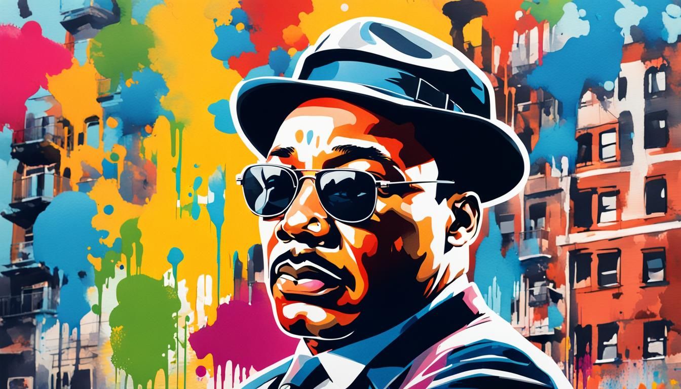 MLK in Pop Art Watercolor Style, Harlem Portrait