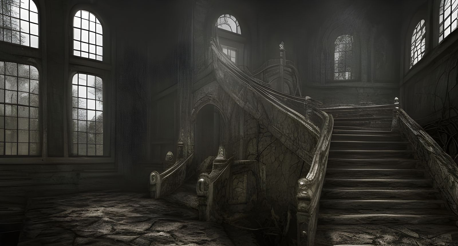 Lovecraftian Staircase to Dark Ruins in Unreal Engine 5