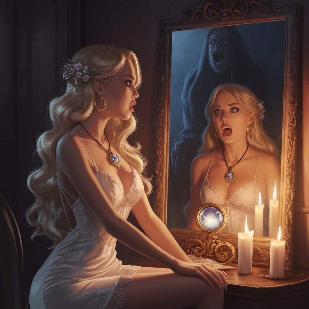 Ethereal Blonde Goddess Adorned with Flowers and Gold in a H...