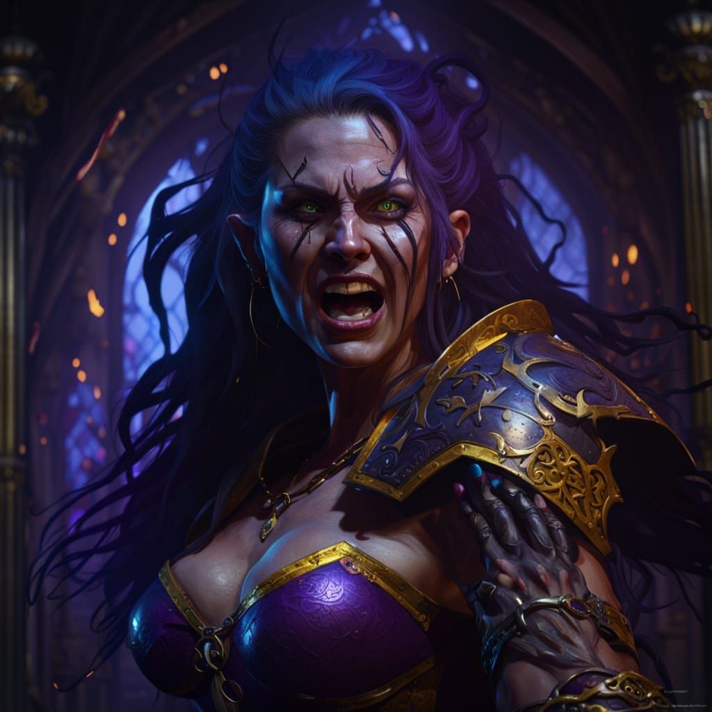 Furious Warrior with Battleaxe, Dark Fantasy Concept Art