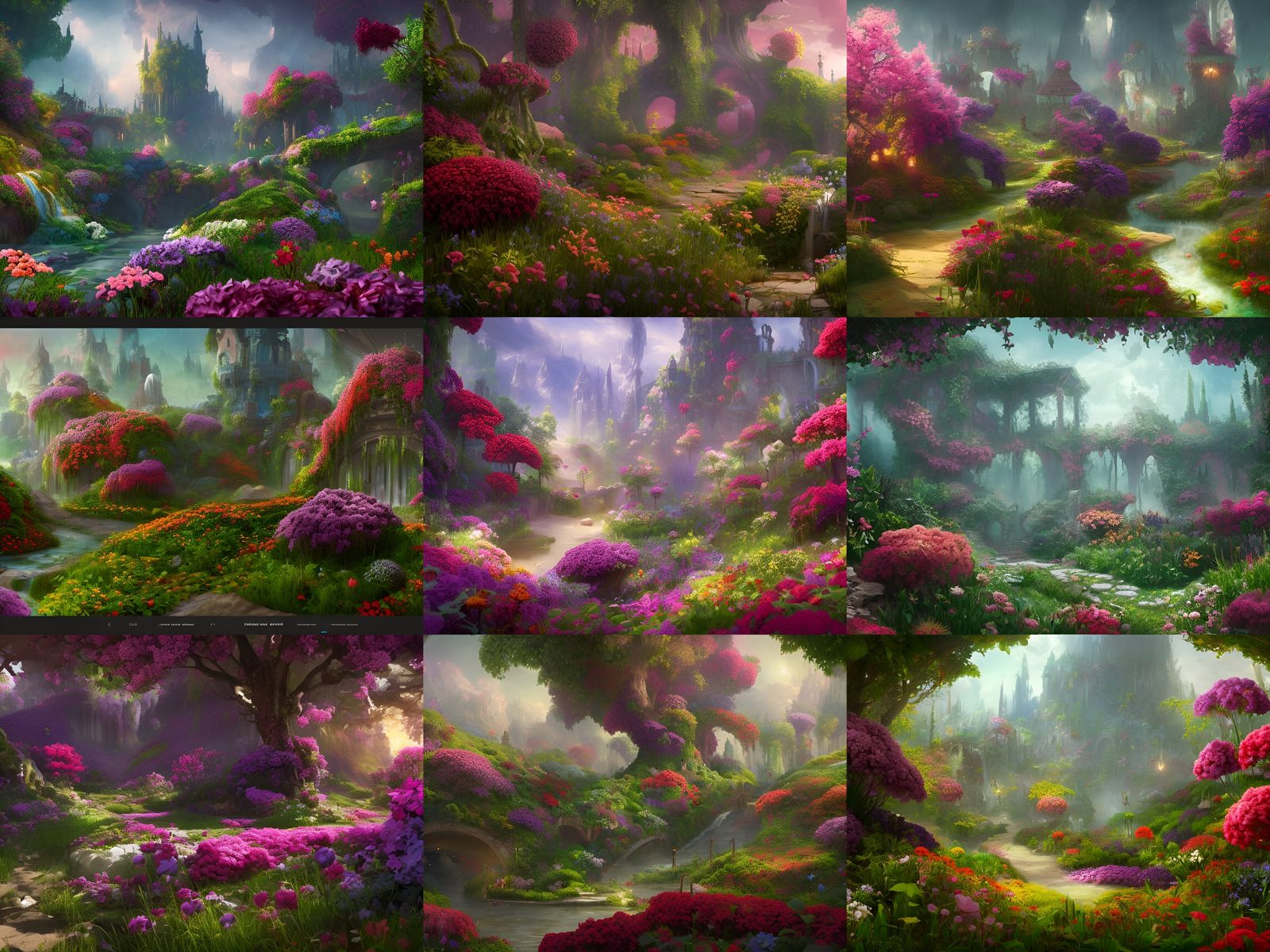 Fantastical Secret Flower Garden in Detailed Matte Painting