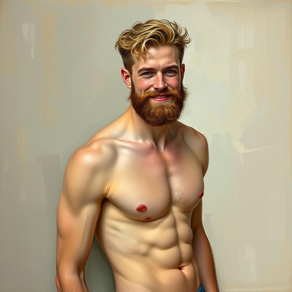 Handsome Blond Man in Cezanne-Style Painting