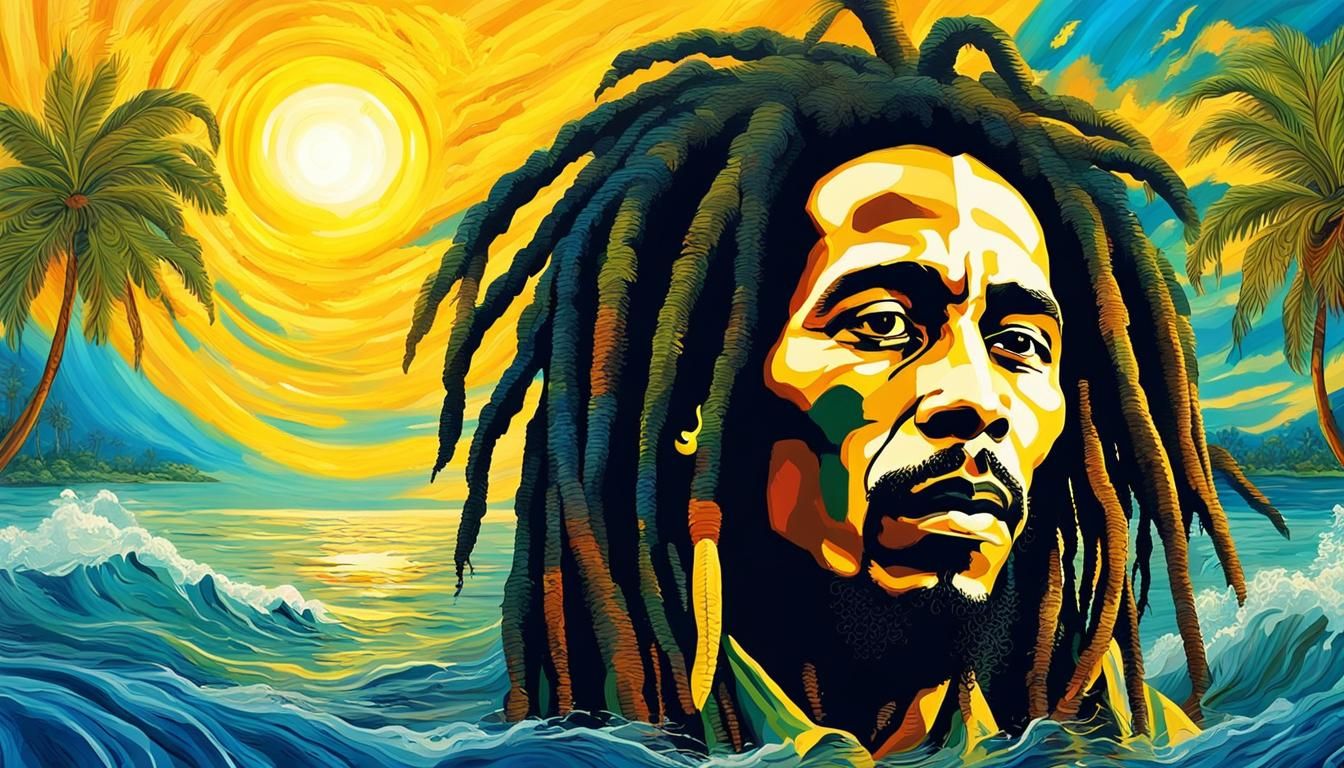 Bob Marley in Ocean: Abstract Art Portrait