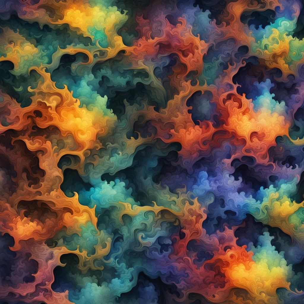 Colorful Fractals in Watercolor Style