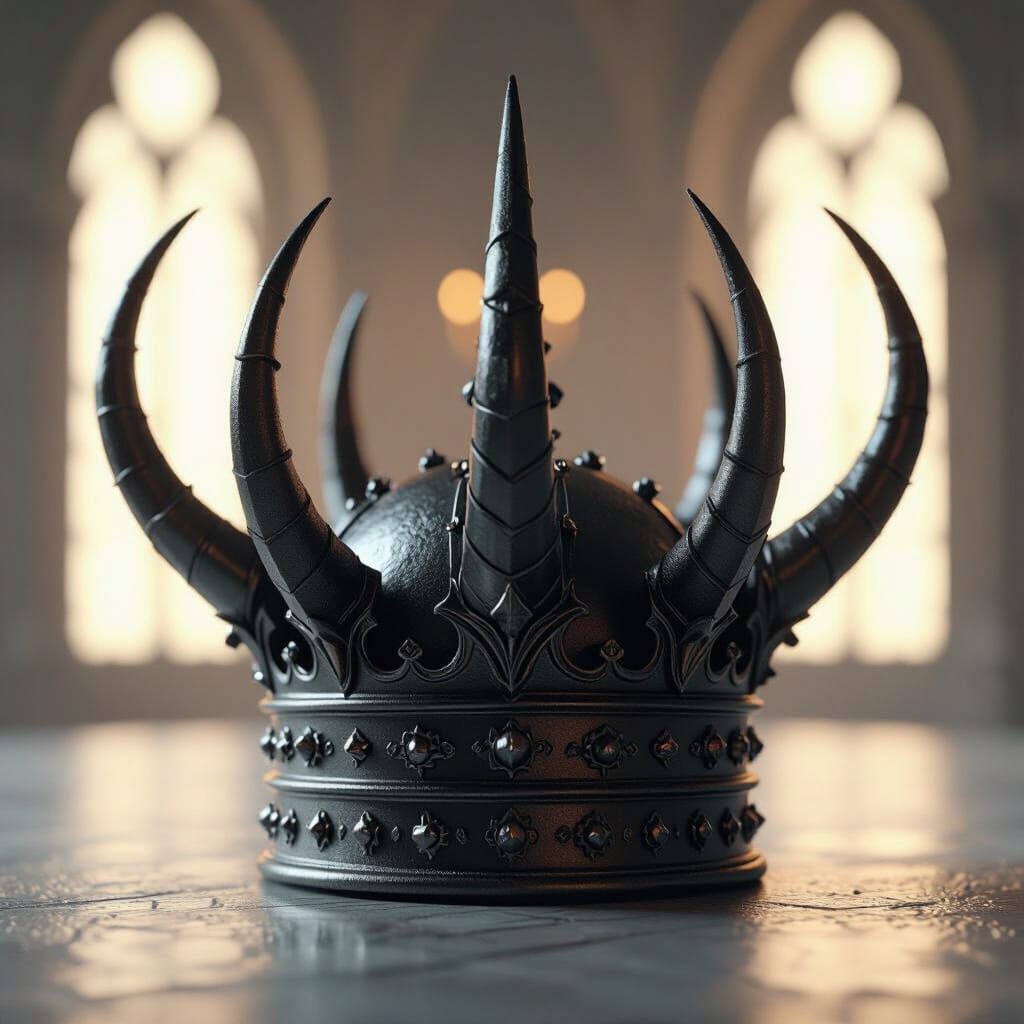 Gothic Single-Horned Crown with Intricate 3D Detail