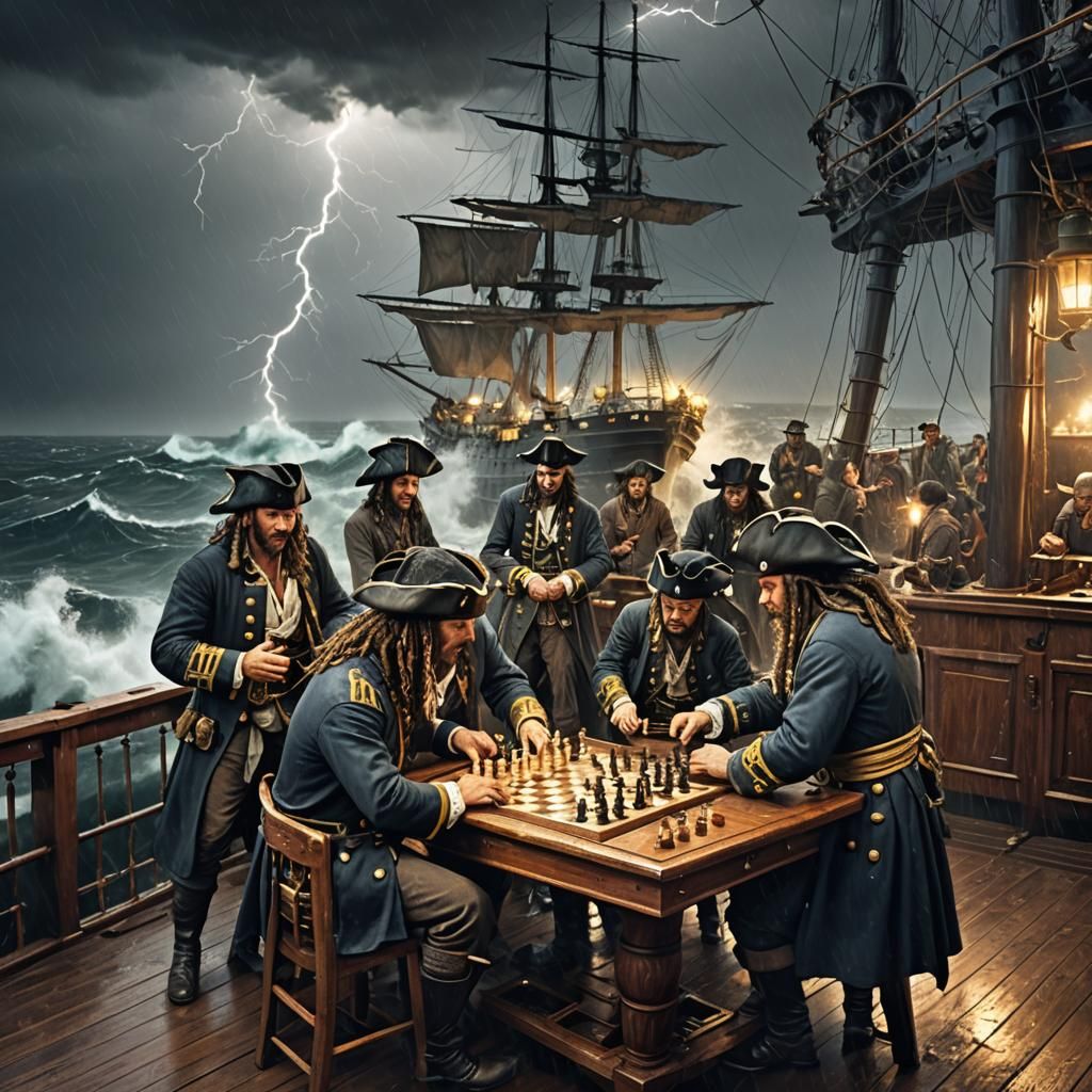 Pirates Play Chess During Stormy Seas