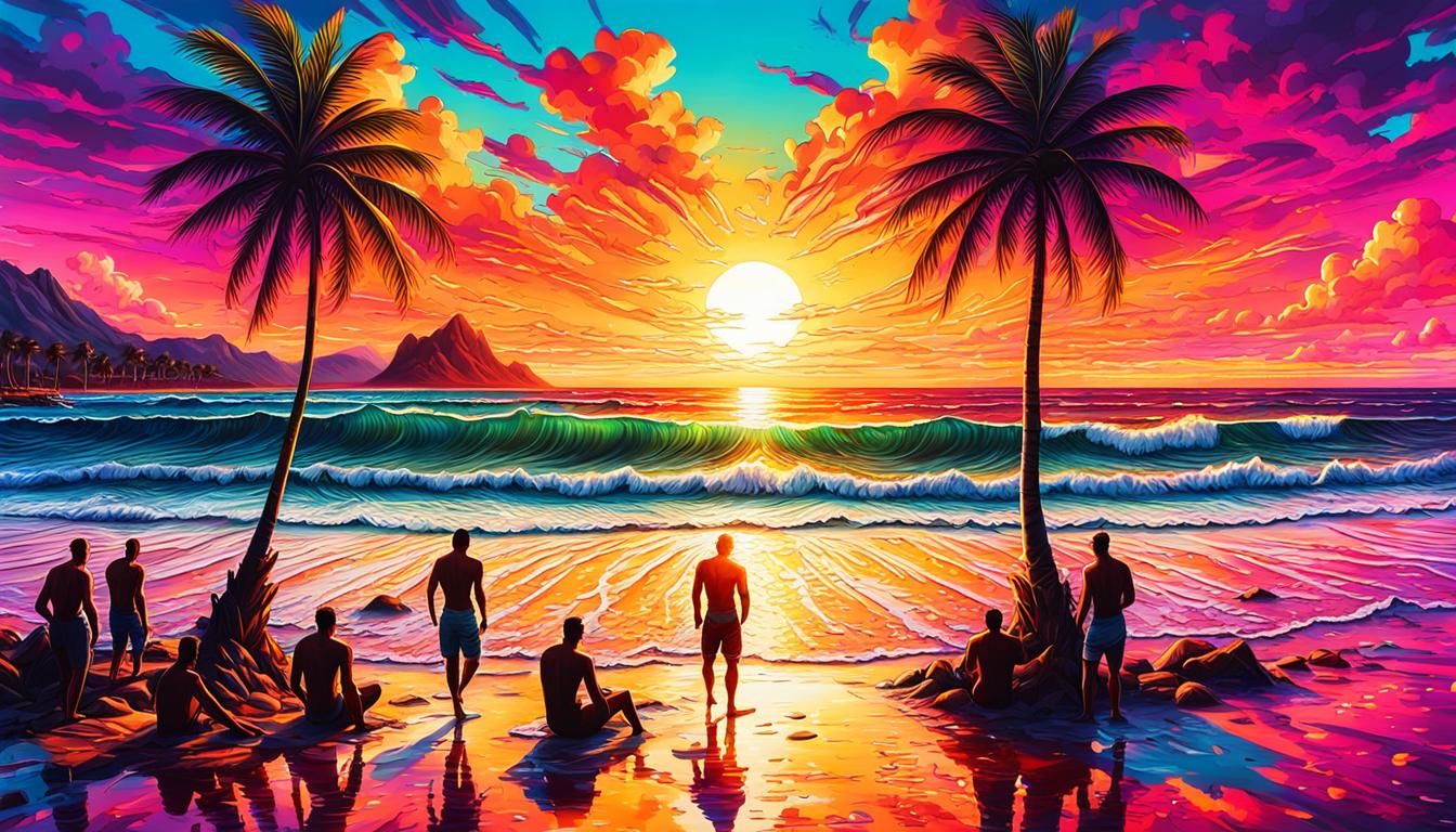 Tropical beach at sunset