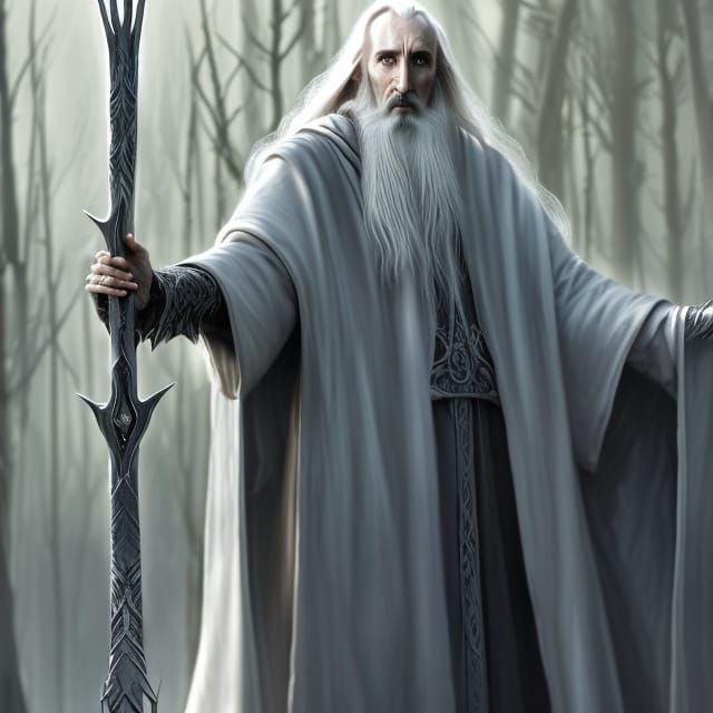Saruman and the Palantir: Dark Fantasy Concept Art