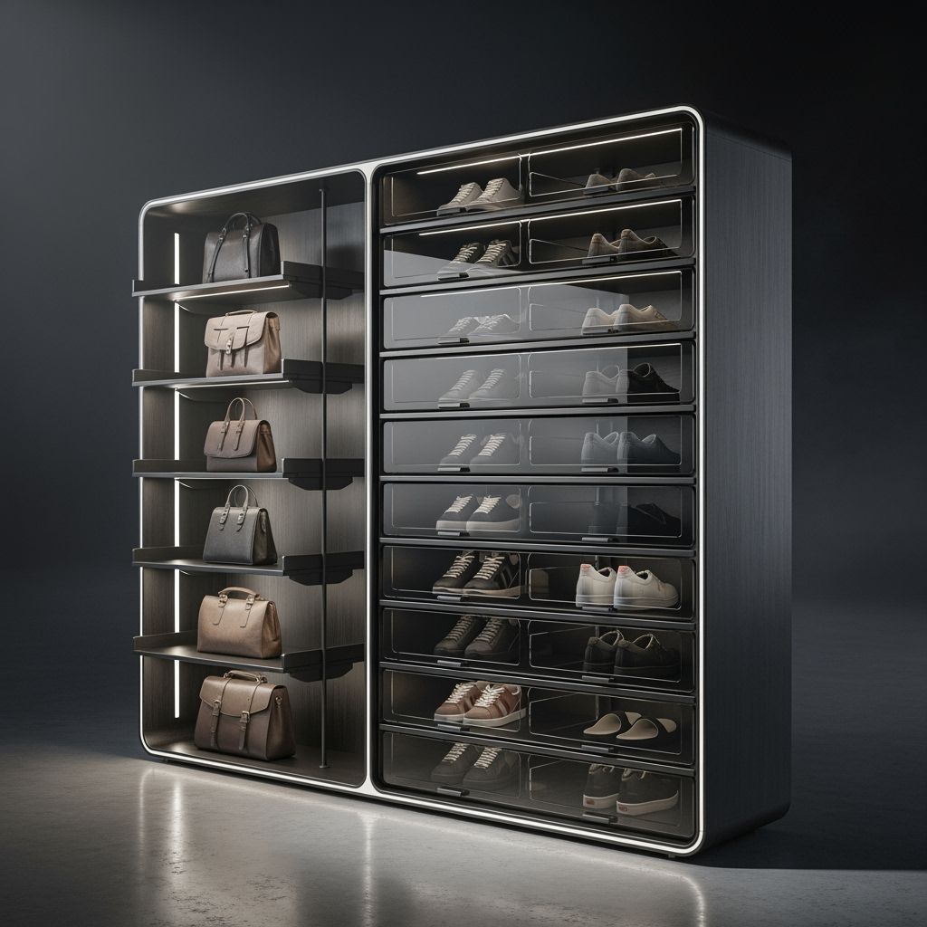 Futuristic 3D Render of Minimalist Storage Rack