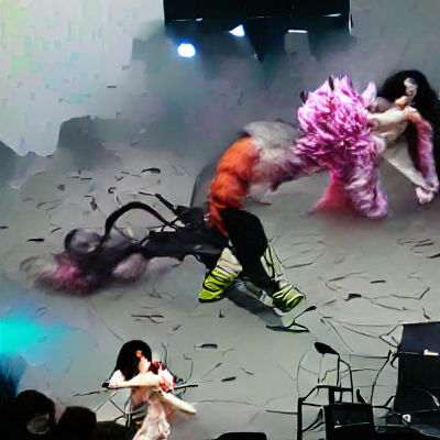 Intense Battle Scene of Two Figures