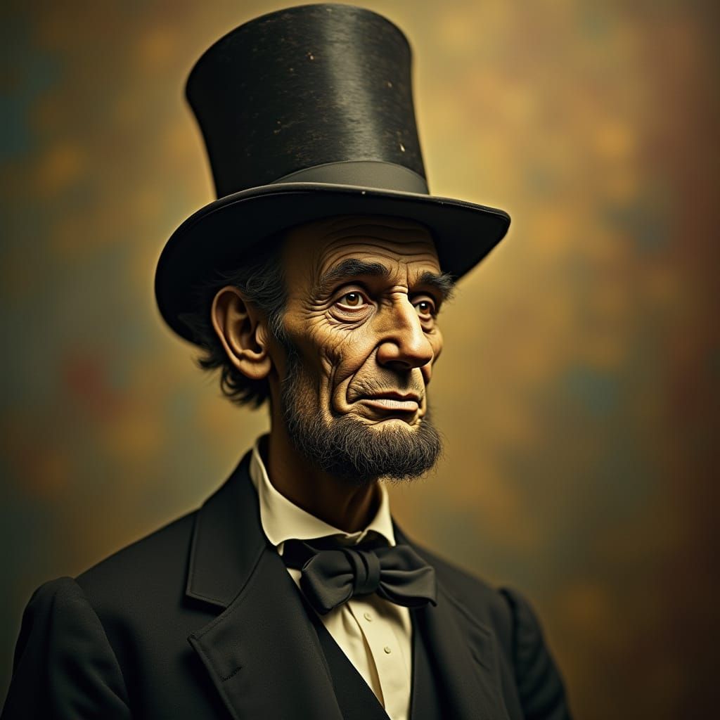Time Warped Abe Lincoln in Surreal Dreamlike Scene