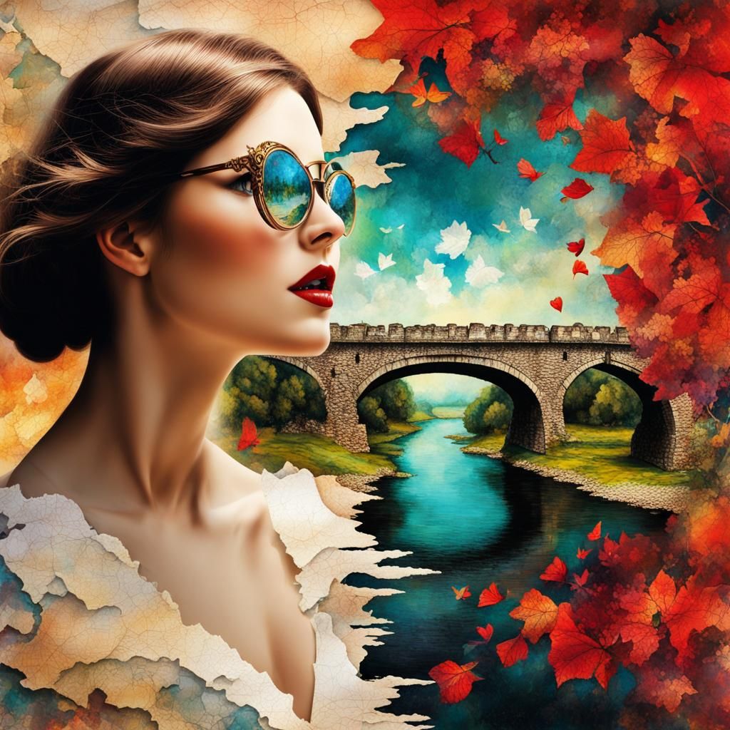 Medieval Bridge Between Worlds in Abstract Impressionism