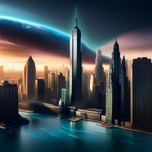 Underwater Manhattan: A Dystopian, Futuristic Matte Painting