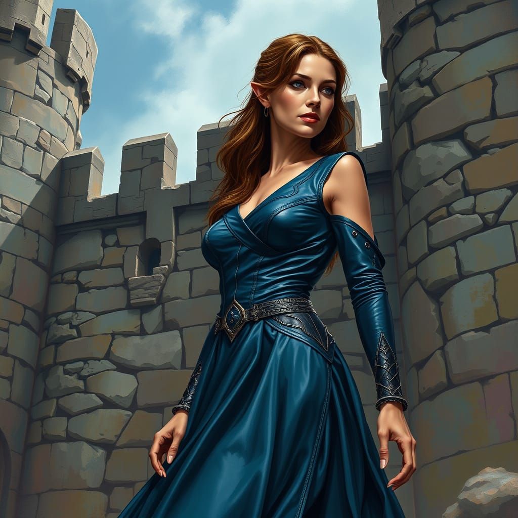 Elegant Elven Woman in Hyperrealistic Art Deco Style