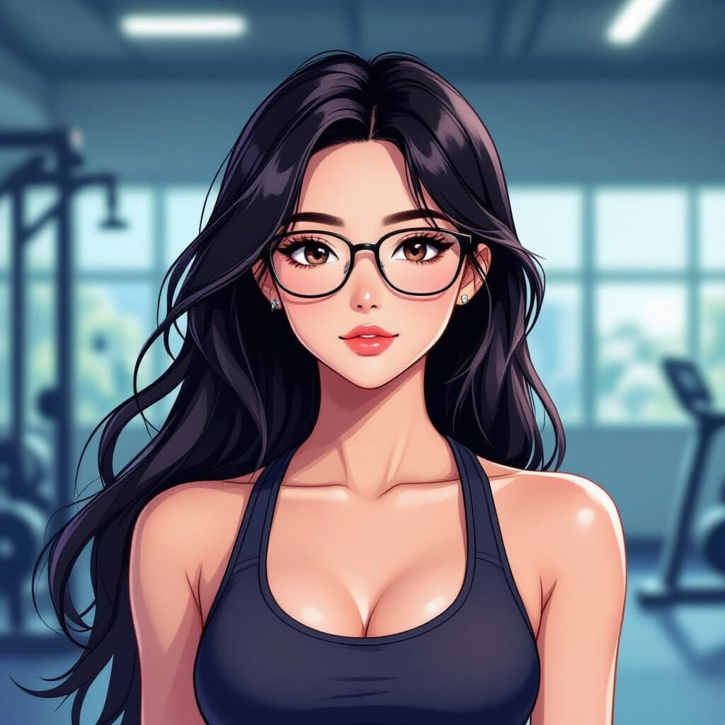 Anime Woman in Gym with BLACKPINK Aesthetic