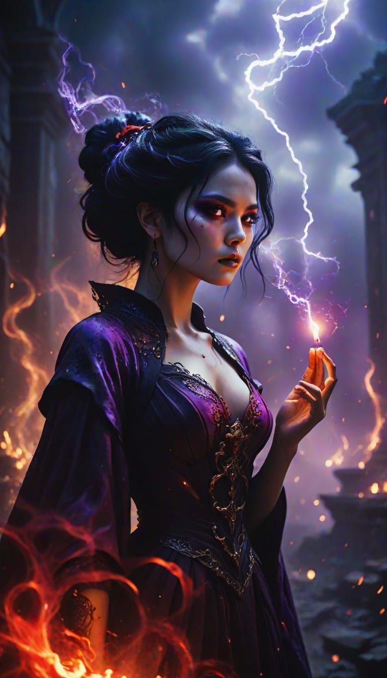 Cosmic Heroine with Fiery Candle in Shattered Dimension